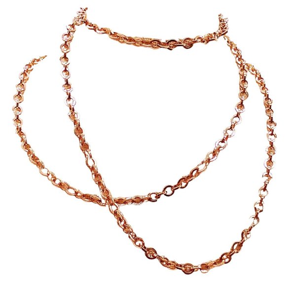 Bundle Lot Jewelry 2-Goldtone Chains 48" + 18" link with 7" matching Bracelet - Picture 5 of 6